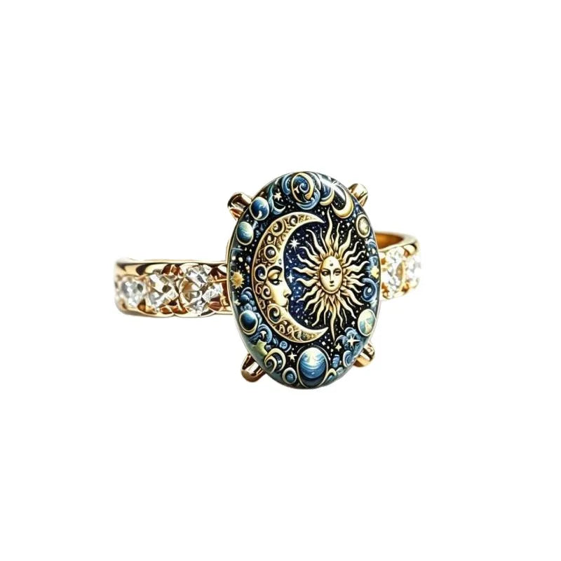 Sun Pattern Gold Ring