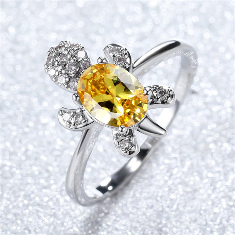 Rainbow Gemstone Sea Turtle Ring