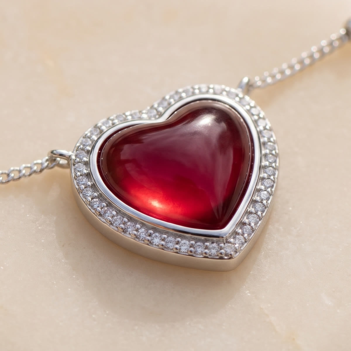 Mood heart pendant glowing red