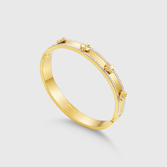 Floral Crystal Bangle Bracelet
