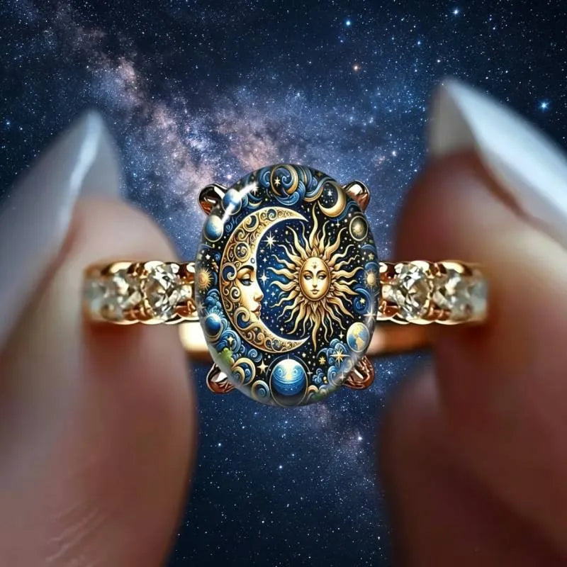 Sun Pattern Gold Ring