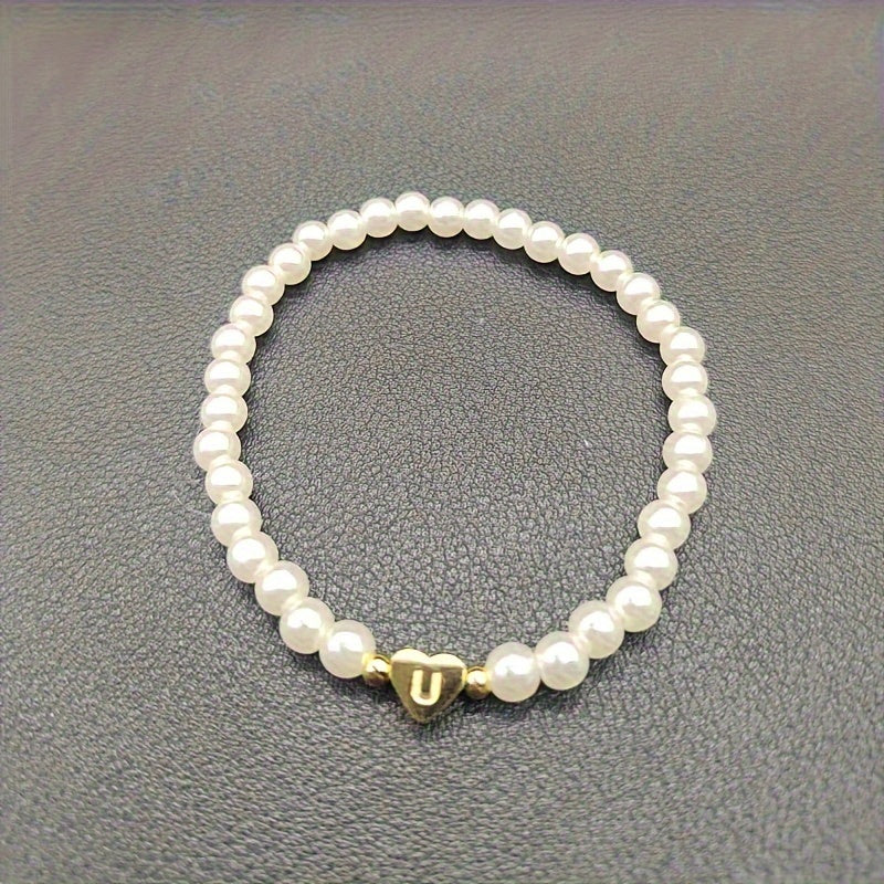 Chic A-Z Initial Bracelet with Heart Charm
