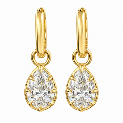 14K Gold Pear Shape Convertible Drop Earrings