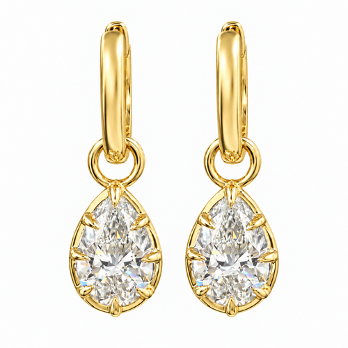 14K Gold Pear Shape Convertible Drop Earrings