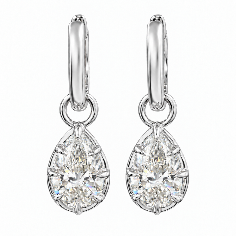 14K Gold Pear Shape Convertible Drop Earrings 2