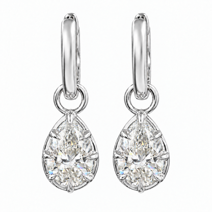 14K Gold Pear Shape Convertible Drop Earrings 2
