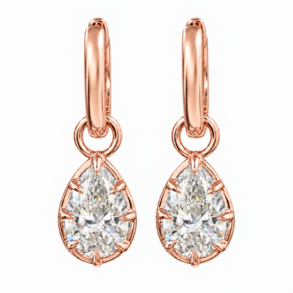 14K Gold Pear Shape Convertible Drop Earrings 3