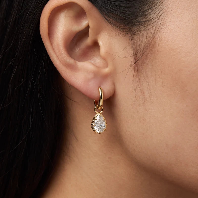 Gold Pear Shape Convertible Drop Earrings