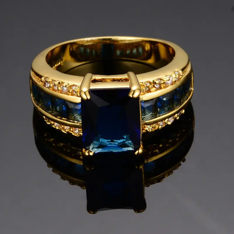 Gold Square-Cut Sapphire Ring