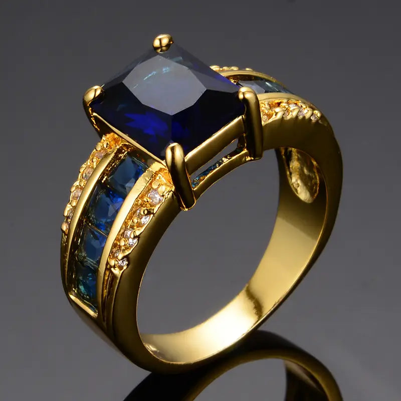Gold Square-Cut Sapphire Ring