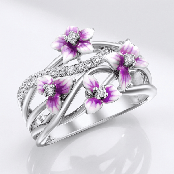 Elegant Purple Blossom Ring