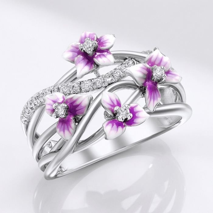 Elegant Purple Blossom Ring