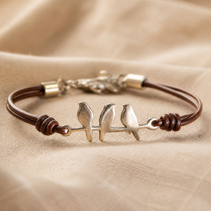 Vintage Bird Leather Cord Bracelet