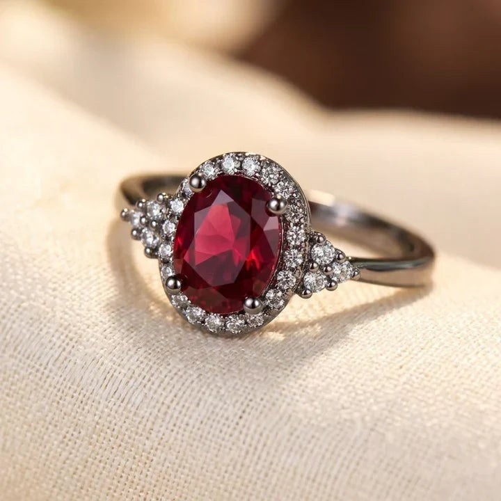 Ruby Halo Ring – Silver