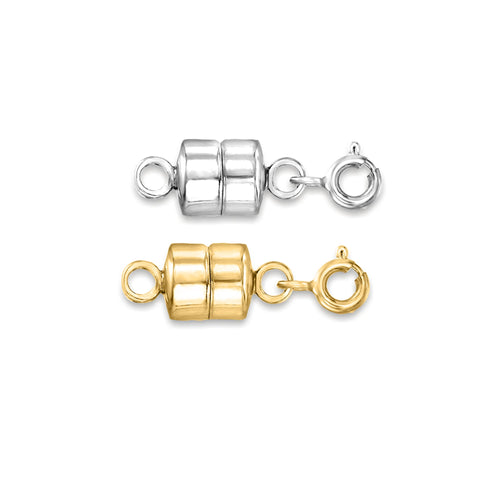 Italian Sterling Silver and 18kt Gold Over Sterling Jewelry Set: Two Magnetic Clasp Converters