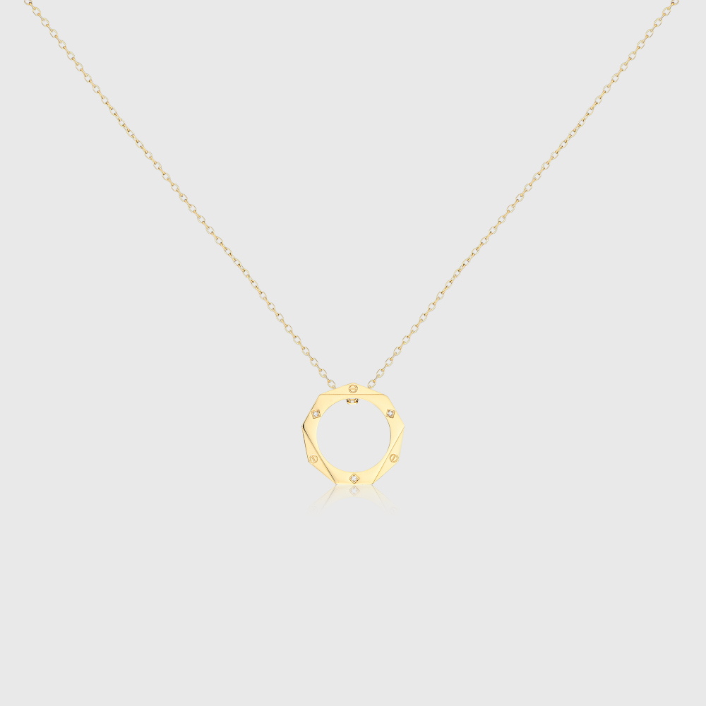 Geometric Diamond Circle Necklace