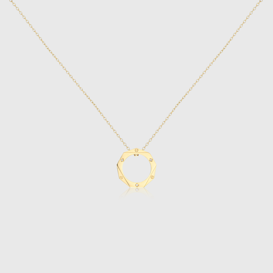 Geometric Diamond Circle Necklace