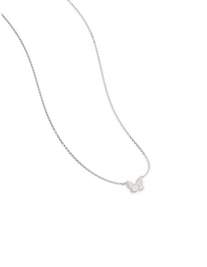 Silver Crystal Butterfly Pendant Necklace