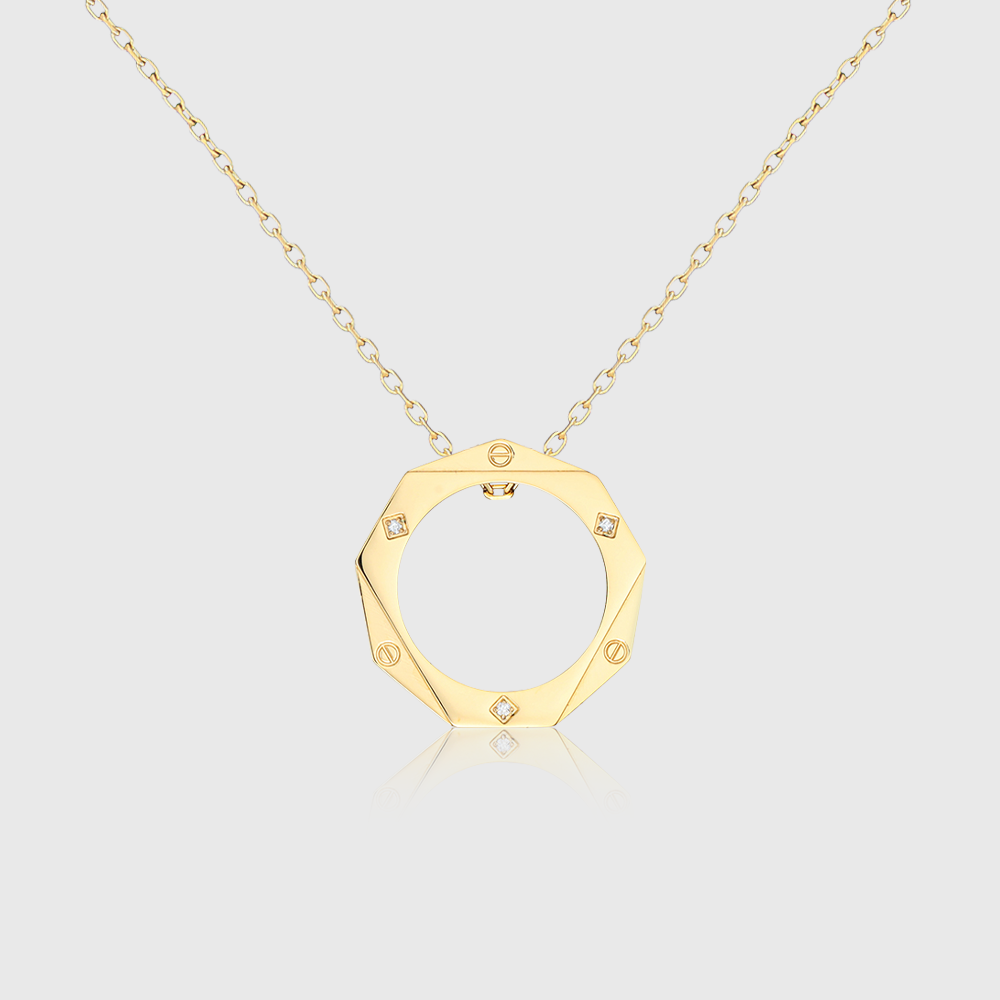 Geometric Diamond Circle Necklace 4