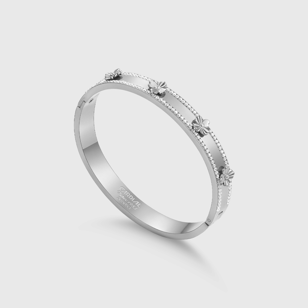 Floral Crystal Bangle Bracelet 3