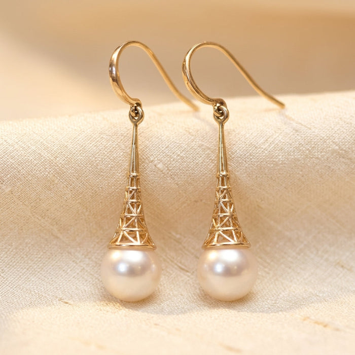 Filigree Pearl Drop Earrings – Gold