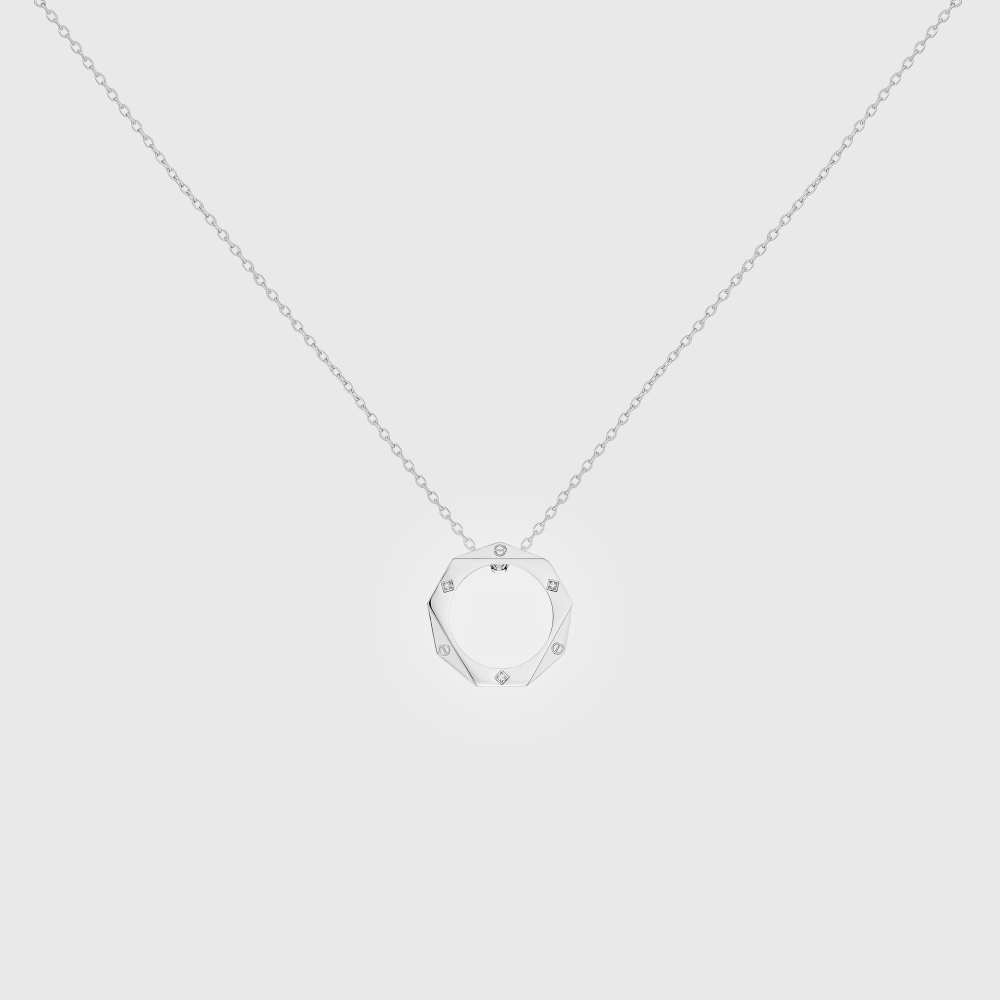 Geometric Diamond Circle Necklace 6