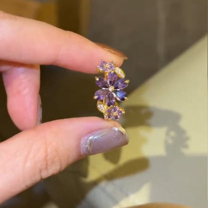 Marquise Amethyst Flower Blossom Ring