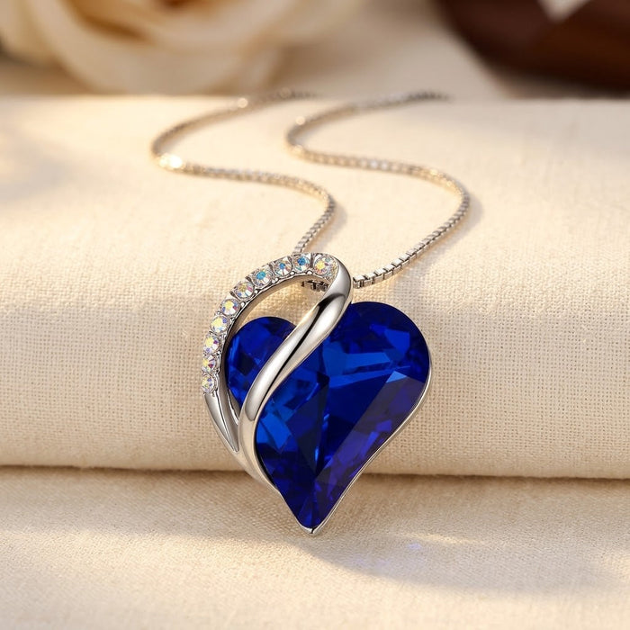 Sapphire Heart Necklace – Silver