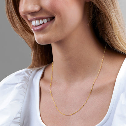 Italian 1.5mm 18kt Gold Over Sterling Adjustable Singapore-Chain Necklace
