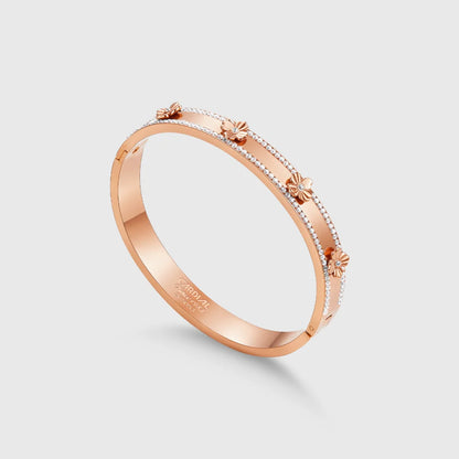 Floral Crystal Bangle Bracelet