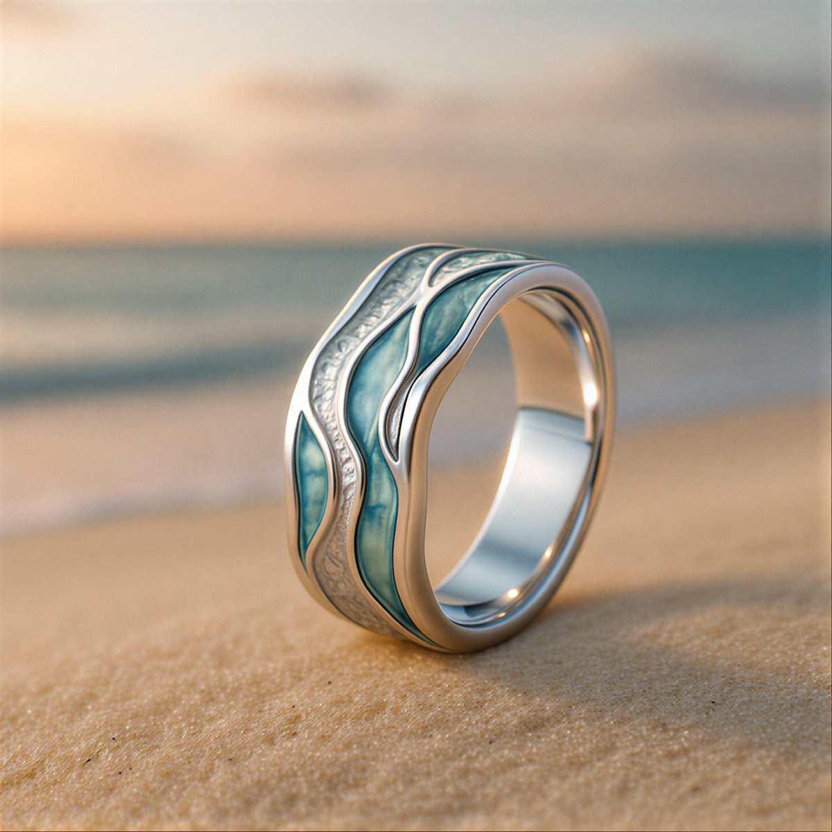 Ocean Wave Turquoise Ring