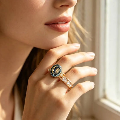 Sun Pattern Gold Ring