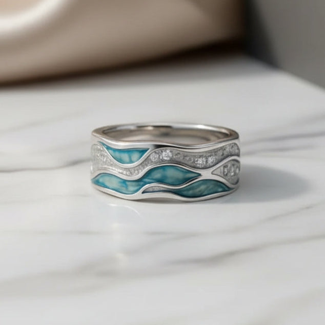 Ocean Wave Turquoise Ring