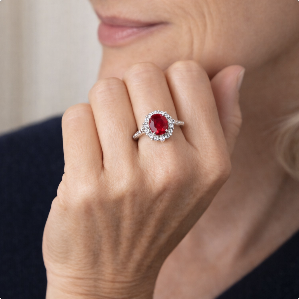 Classic Ruby Halo Ring
