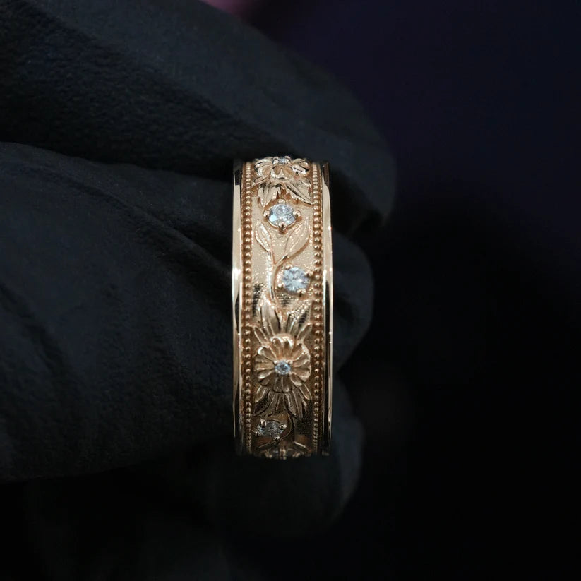 Radiant Rose Gold Floral Crystal Band