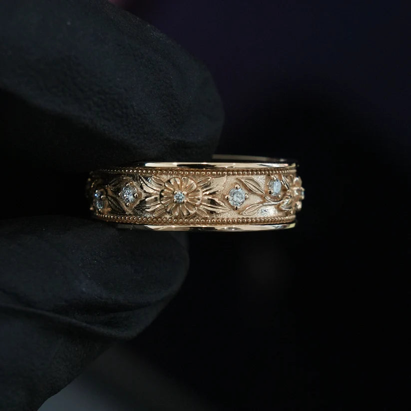 Radiant Rose Gold Floral Crystal Band