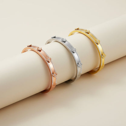 Floral Crystal Bangle Bracelet 5