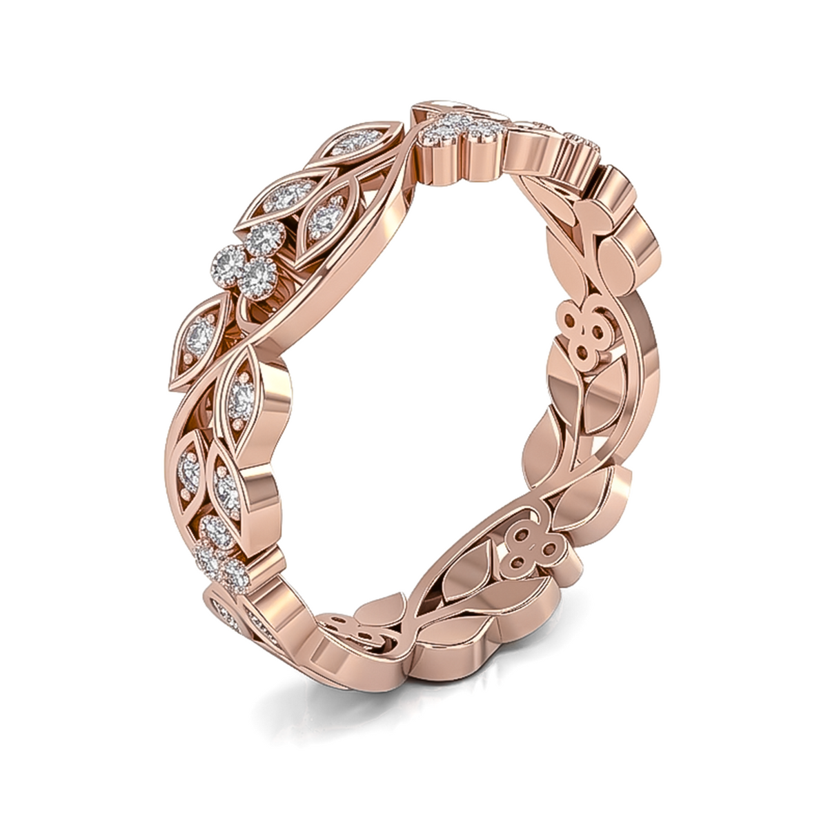 Marquise Leaf & Round Diamond Full Eternity Band
