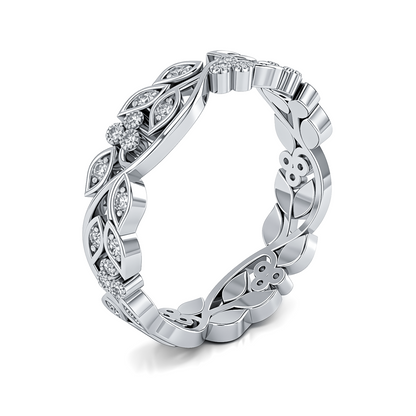 Marquise Leaf & Round Diamond Full Eternity Band