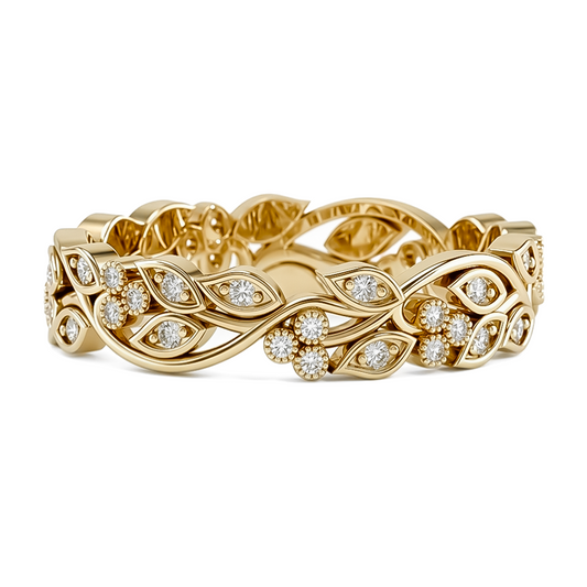 Marquise Leaf & Round Diamond Full Eternity Band