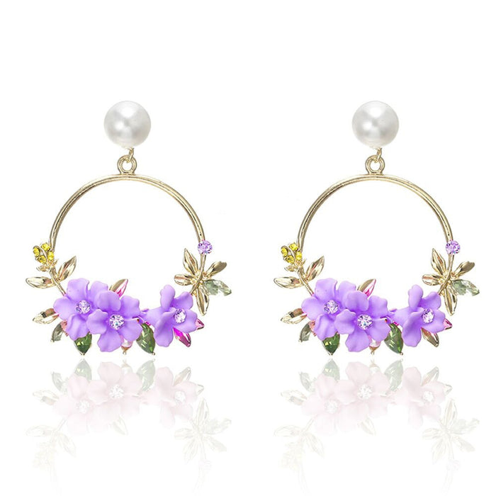 Elegant Gold Flower Earrings with Pearls