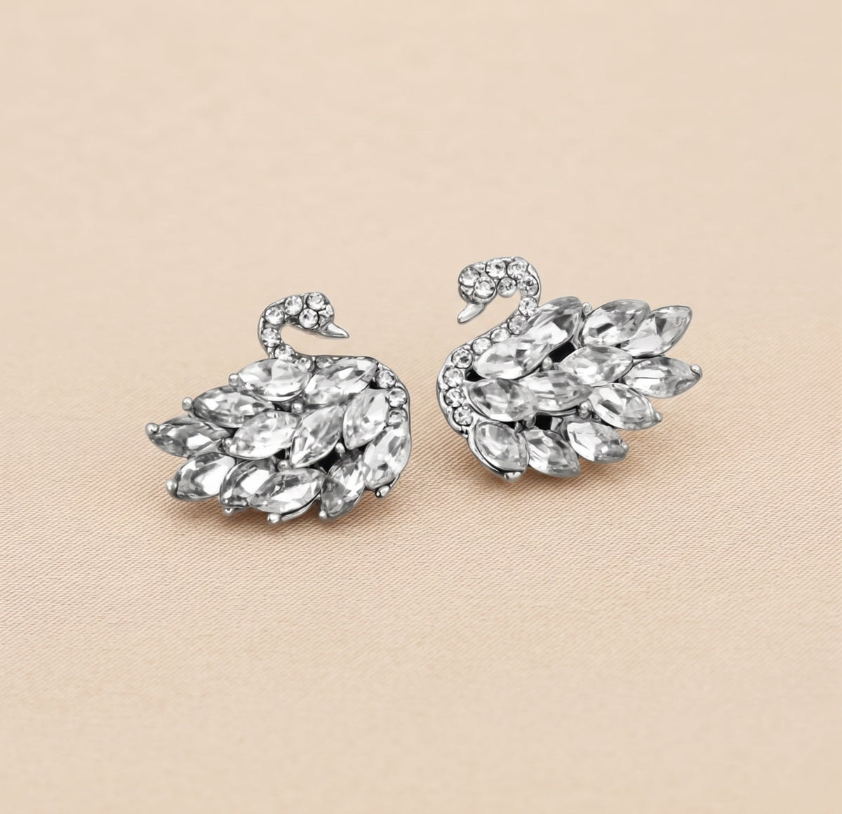 Classic Crystal Swan Stud Earrings