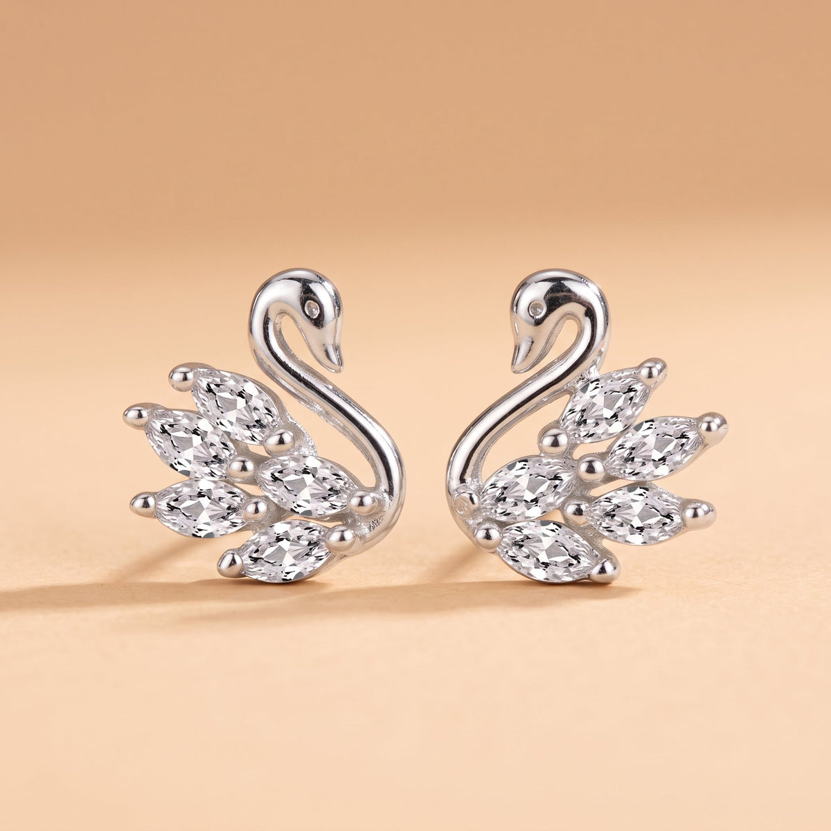 Chic Crystal Swan Stud Earrings