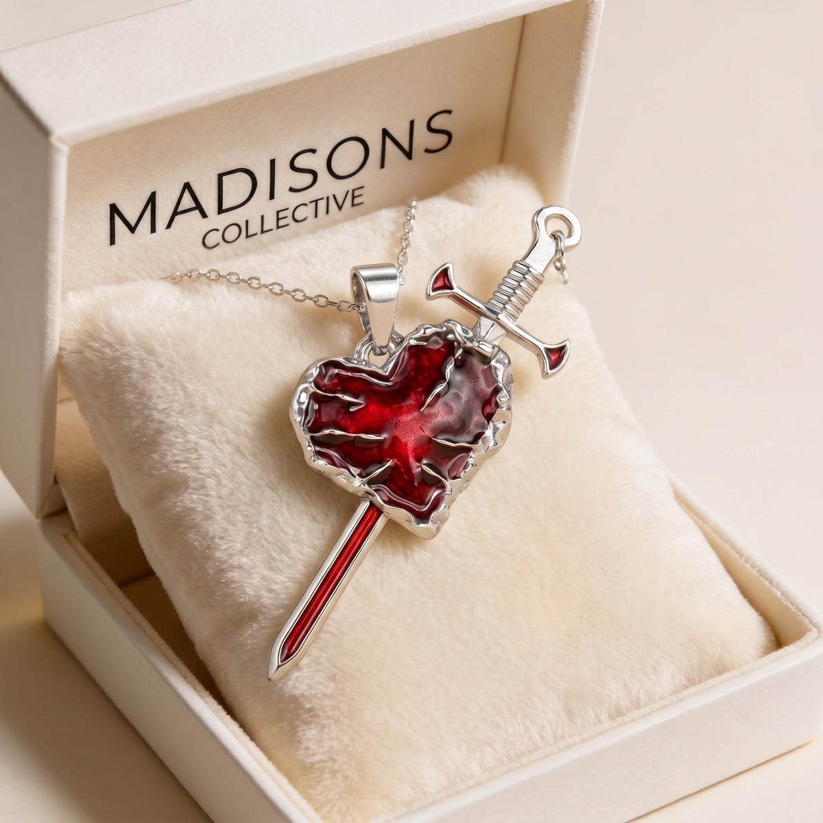 Gothic Love Heart Sword Pendant