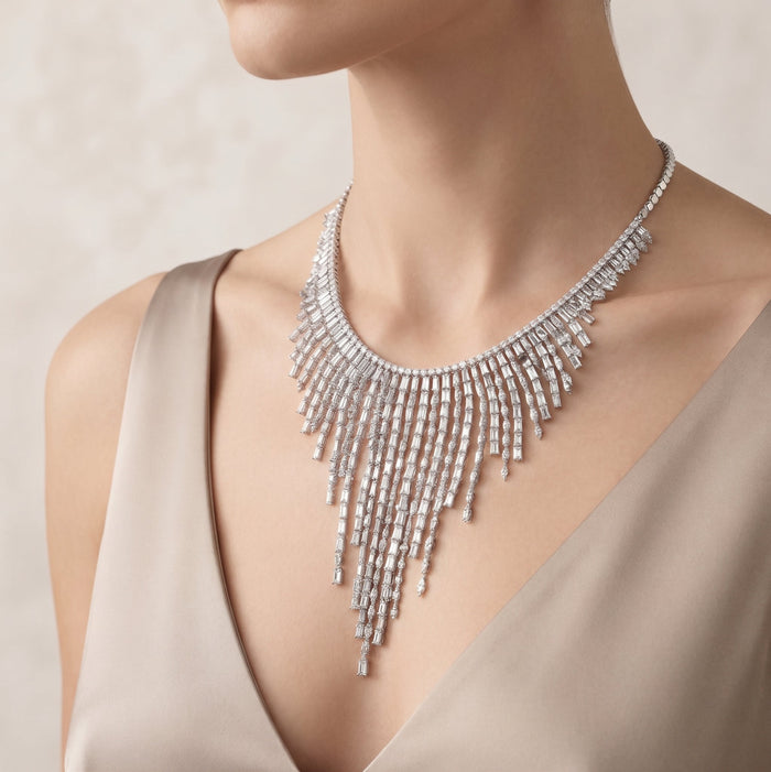 Statement Crystal Fringe Necklace