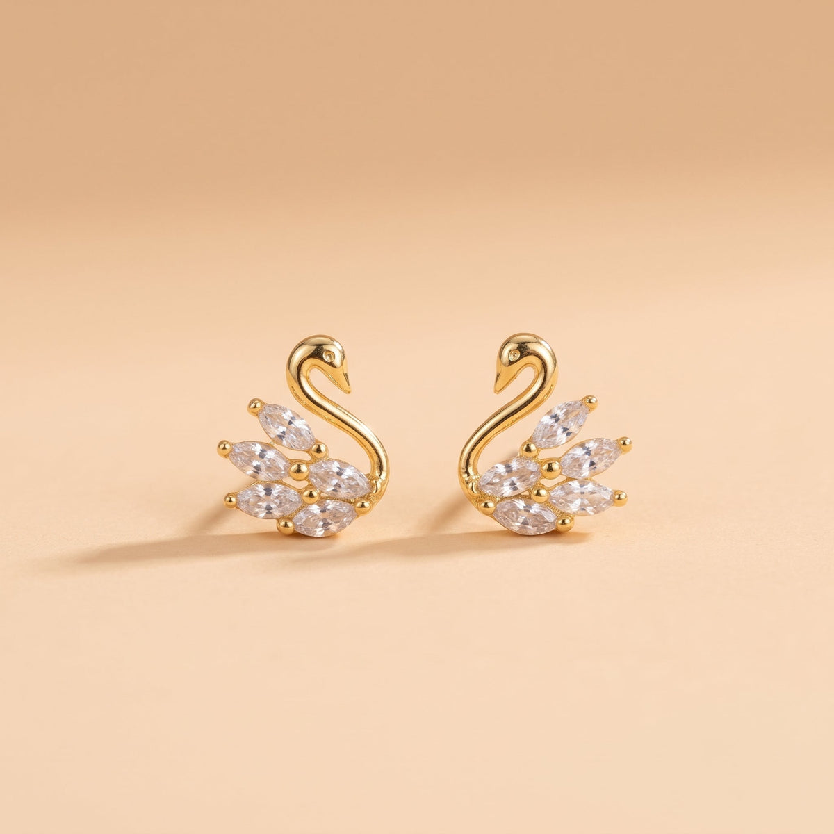 Chic Crystal Swan Stud Earrings