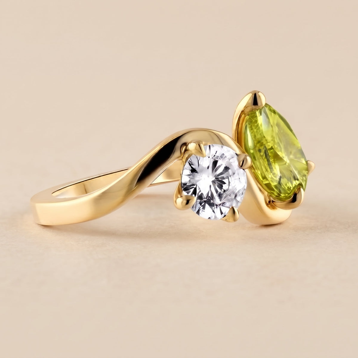 Vibrant Peridot Crystal Ring