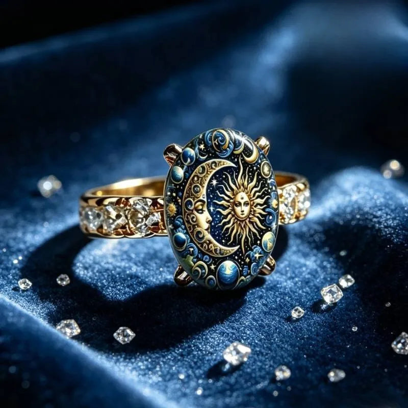 Sun Pattern Gold Ring