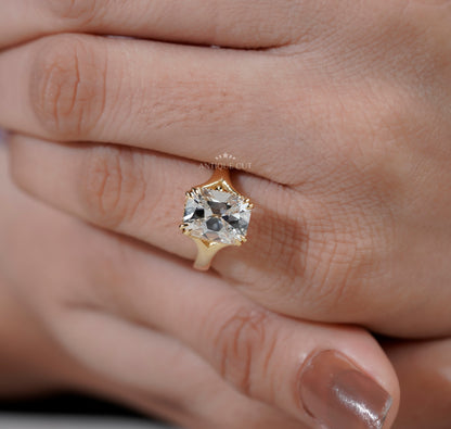 Old Mine Cushion Cut Split Shank Ring
