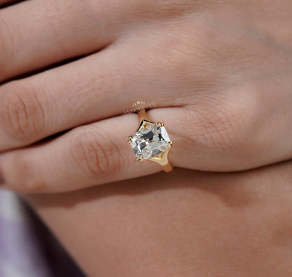 Old Mine Cushion Cut Split Shank Ring